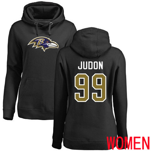 Baltimore Ravens Black Women Matt Judon Name and Number Logo NFL Football #99 Pullover Hoodie Sweatshirt->nfl t-shirts->Sports Accessory